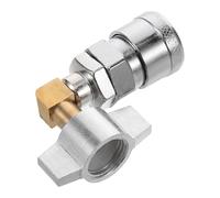 Hohopeti Raccord Rapide Coudé Argenté pour Compresseur d'Air Camion Vanne de Déconnexion Intégrée Connecteur d'Échappement Accessoire Pneumatique pour Nettoyage et Gonflage Pneus