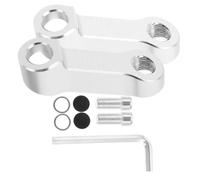 Hohopeti Rehausseur de Rétroviseur de Moto en Alliage D'aluminium Argenté, Support de Fixation Sécurisé Trous Plats et Inclinés, pour Améliorer la Visibilité