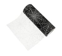 Hohopeti Ruban Toile Araignée Halloween Organza Noir et Argent Brillant pour Décoration DIY Intérieur Extérieur Festif