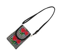 Hohopeti Sac Bandoulière Femme Toile Ethnique avec Motif Fleur Pochette Téléphone Portable Légère et Élégante pour Fêtes et Usage Quotidien