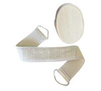 Hohopeti Sangle Lave-dos Exfoliante Naturelle Loofah avec Double Cordon pour Massage et Gommage Corps Longue et Accessoire de Bain Beige