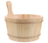 Hohopeti Seau de Sauna en Bois 4L avec Louche Revêtement Intérieur Plastique Petit Seau pour Bain de Pieds Sauna Accessoire Spa Traditionnel pour Hammam et Détente à Domicile