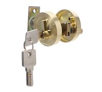 Hohopeti Serrure à Pêne Dormant Ronde pour Porte Intérieure, Verrou de Sécurité en Alliage de Zinc, Pêne Simple Cylindre à Clé, Finition Dorée, Adaptée pour Chambre et Porte D'entrée,