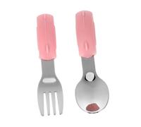 Hohopeti Set Couverts Garçon Fille Inox avec Manches Antidérapants Fourchette et Cuillère Dapprentissage Ergonomiques Vaisselle Pratique pour Garçon Fille