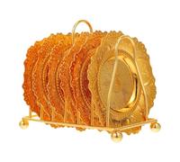 Hohopeti Set de 7 Assiettes Dorées pour Collations et Fruits avec Support de Rangement Plateau Multifonction pour Maison Snacks et Desserts Assiette de Nourriture Élégante et Pratique