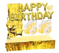 Hohopeti Set de Ballons Anniversaire Joyeux avec Confettis Décoration de Fête pour Filles Kit de Décoration Table Dorée pour Anniversaire