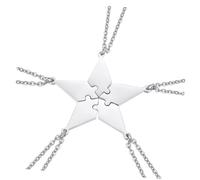 Hohopeti Set de Colliers Puzzle en Acier Titane Argenté Lot de 5 Pendentifs Étoiles à Cinq Branches, Accessoires de Bijoux Créatifs et Mode pour Famille et Amis