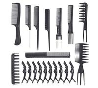 Hohopeti Set de Peignes Homme Multi-fonctions pour Coiffure Peignes Plastique à Dents Larges et Doubles Kit Coupe et Teinture avec Pinces Léger pour Salon et Usage Domestique Noir