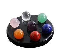 Hohopeti Set de Perles Cristal Chakras avec Base Noire Sphères Naturelles pour Décoration Feng Shui Plateau Entrée à Sept Chakra Relaxantes Couleur Aléatoire