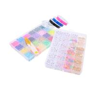 Hohopeti Set de Perles DIY Pâte Polymère Colorées pour Fabrication Bijoux Coffret Compartiments avec Lettres Kit Bracelet et Collier Fait Main et Facile à Ranger