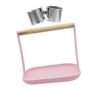 Hohopeti Support Perchoir Oiseaux de Table Bois et Acier Inoxydable avec Coupelle Alimentation Stand de Jeu pour Perroquets et Perruches Accessoire Cage à Oiseaux