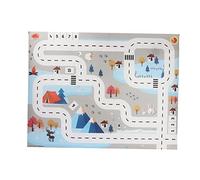 Hohopeti Tapis de Jeu Éducatif Motif Circulation pour Bébé, Tapis D’éveil en Mousse Souple Blanche et Bleue, Plan de Circulation Portable, Puzzle Emboîtable, pour Jeunes Enfants Garçon