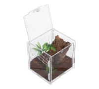 Hohopeti Terrarium Anti-évasion en Acrylique Transparent pour Reptiles et Araignées, Petit Terrarium 9x9x9,5 Cm, Lot de 2 Boîtes Blanches, Cage pour Élevage de Sauts et Habitat Sécurisé