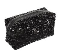 Hohopeti Trousse à Maquillage Portable en Tissu Oxford Noir, Grosse Capacité Carrée, Élégante et Unique, pour Voyage et Présent aux Femmes