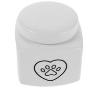 Hohopeti Urne Funéraire pour Animaux en Céramique 9,5 X 9,3 X 9,3 Cm, Boîte Commémorative Blanche Motif Cœur et Empreinte de Patte, Compartiment Hermétique pour Cendres de Chiens et Chats,