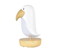 Hohopeti Veilleuse Musicale Haut-parleur sans Fil, Lampe de Nuit à Intensité Variable, Design Oiseau en Bois Blanc, Rechargeable USB 1200mah, Décoration Intérieure pour Chambre et Salon
