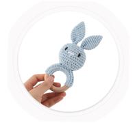 Hohopeti Verbe à Shaking cloche hochet d'animaux en peluche bébé shaker bébé en peluche en anneau de dentition en bois hochet de dentition coton Ciel bleu