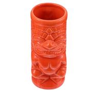 Hohopeti Verre à Cocktail Céramique 370 Ml Orange Tiki Motif Maui, Tasse Créative pour Vin et Whisky, Coupe Debout pour Maison et Bar, Accessoire Cocktail Bar, Verre Grosse Capacité