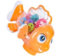 Hohopeti Voiture Lumineuse Poisson à Piles Rouages Transparents Multicolores Jeu Éducatif pour Tout-Petits de 1 à 3 Ans Set Tournevis Coque ABS Résistante et Sonore