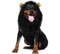 Hohota Cute Pet Cosplay Clothes Lion Mane for Costumes Realistic Lion Wig for Medium to Large Dogs with Ear Pet Accessories(Black)