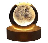 Hohota Lampe boule de cristal 3D Unique avec Projections galaxie et planétaire, veilleuse USB for atmosphère confortable, boule de plasma(Moon)