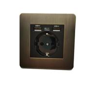 Hohota Levier en métal Antique brossé, Type 86, Bronze vert rétro, 1 à 4 boutons, 2 voies, interrupteur à bascule for applique murale, panneau en acier inoxydable(2 USB EU Socket)