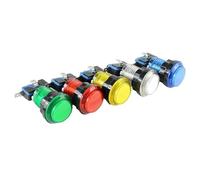 Hohota Lot de 5 boutons poussoirs ronds éclairés for jeux vidéo d'arcade, 24 mm et 32 mm, 5 V/12 V, interrupteur LED(Mixed color,5PCS_32MM)