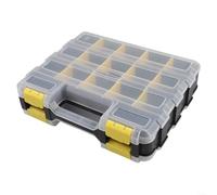 HOHOVYVY Boîte de rangement à outils double face en polypropylène avec 34 compartiments amovibles pour vis, écrous, clous et petites pièces pour l'atelier, le garage et la maison (jaune)