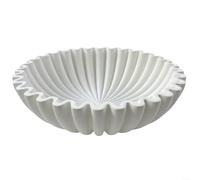 HOHOVYVY Bol décoratif en résine, coque à clés, avec blanc ondulé élégant accessoire d'intérieur pour salon, table à manger ou cuisine polyvalent pour fruits, pot-pourri ou comme pièce décorative (B)