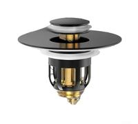 HOHOVYVY Bonde d'évier avec tamis en laiton chromé pour éviter les blocages et les gouttes pour 2,54 cm de diamètre pour cuisine, salle de bain ou douche (noir)