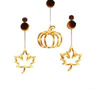 HOHOVYVY Éclairage de fenêtre LED citrouille et feuille d'érable pour Halloween et décoration d'automne Fonctionne avec piles avec ventouse Lumière blanche chaude pour décoration intérieure et
