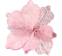 HOHOVYVY Étoile de Noël à paillettes - Fleurs artificielles en tissu - En forme de feuille d'érable - Décoration de Noël à suspendre à un arbre, une couronne ou des épinglettes - Rose