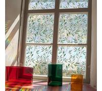 HOHOVYVY Film adhésif coloré pour fenêtre - Motif feuilles vertes - Autocollant double face pour fenêtre en verre statique - Brise-vue (40 x 200 cm)