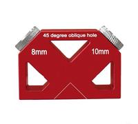 HOHOVYVY Gabarit de perçage pour construction de meubles, jauge de perçage à 45 °, chevilles, guide de perçage avec foret d'angle 8 mm 10 mm pour raccords en bois, rouge