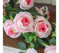 HOHOVYVY Guirlande de roses réalistes de 1,9 m avec 21 fleurs artificielles Ø 10 cm Pour mariage, maison, centre commercial et décoration festive (rose)