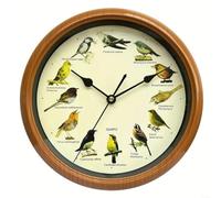 HOHOVYVY Horloge murale « Out Of The Blue » avec sons d'oiseaux, diamètre horaire chant des oiseaux, fonctionne avec piles, décorative pour salon et cuisine (cuivre 33 cm)