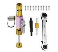 HOHOVYVY Kit d'outils de retrait de noyau de valve avec évaluation sous vide, laiton et acier inoxydable, ouvertures double face 1/4" et 5/16", pour entretien de climatisation R410A/R22/R32