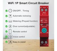 HOHOVYVY Minuterie rail chapeau, disjoncteur WiFi Smart 63 A avec contrôle par application, protection contre les surtensions, compteur électrique pour Tuya pour Smart Life