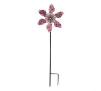 HOHOVYVY Moulin à vent en métal pour jardin - Papillon fluorescent - 90 cm - Décoration de jardin - Carillon éolien en métal pour pelouse et cour (rose)