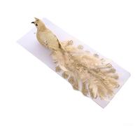 HOHOVYVY Oiseau décoratif, oiseau à plumes coloré pour sapin de Noël, simulation vivante avec clip, décoration festive polyvalente (doré)