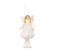 HOHOVYVY Pendentif ange de Noël en peluche - Décoration de sapin de Noël - Avec pieds extensibles - Étrange de Noël assis ou télescopique (blanc télescopique)