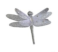 HOHOVYVY Pendentifs en forme de libellules scintillantes pour décoration festive, paillettes artificielles, bijoux pour arbre, couronne et table (argent)