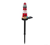 HOHOVYVY Phare solaire pour l'extérieur, lampe de jardin LED étanche automatique en résine synthétique décoration de jardin éclairage extérieur (rouge)