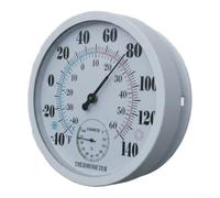 HOHOVYVY Thermomètre analogique avec hygromètre pour l'intérieur et l'extérieur, cadran circulaire, affichage de la température de -40 °F à 140 °, 25 cm (blanc)
