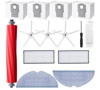 HoHumoca Kit d'accessoires pour Xiaomi Roborock S7 MaxV Ultra S7 Pro Ultra, 1 Brosse Principale, 4 Sacs à Poussière, 3 Brosses Latérales, 2 Filtres, 2 Chiffon de Vadrouille