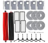 HoHumoca Kits d'accessoires pour Roborock Qrevo Master/Qrevo Slim Aspirateur, 1 Paire de Brosse Principale, 4 Filtres, 6 Sacs à poussière, 6 Serpillière, 6 Brosse Latérale
