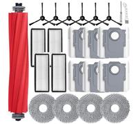 HoHumoca Kits d'accessoires pour Roborock Qrevo S/Qrevo Pro/Qrevo MaxV/Qrevo Plus Aspirateur, 1 Brosse Principale, 4 Filtres, 6 Sacs à poussière, 4 Serpillière, 6 Brosse Latérale