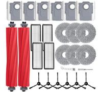 HoHumoca Kits d'accessoires pour Roborock Qrevo S/Qrevo Pro/Qrevo MaxV/Qrevo Plus Aspirateur, 2 Brosse Principale, 4 Filtres, 6 Sacs à poussière, 6 Serpillière, 6 Brosse Latérale