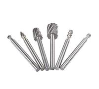 HOHXEN HSS Set de Fraises Rotatives - 6 Pièces, 3.17mm Roulement à Tige Ronde Set de Lime Rotative en Acier pour Bricolage Bois, Gravure sur Métal, Gravure, Perçage, Polissage, Alésage, évidement