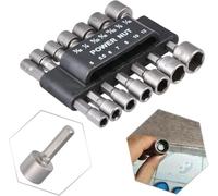 HOHXEN Lot de 14 Tourne-Écrous Électriques, Adaptateur de Mandrin à Changement Rapide Hexagonal 1/4 Pouce pour Perceuse à Main, Perceuse Sans Fil, Chauffeur, Clé à Air, Clé Électrique